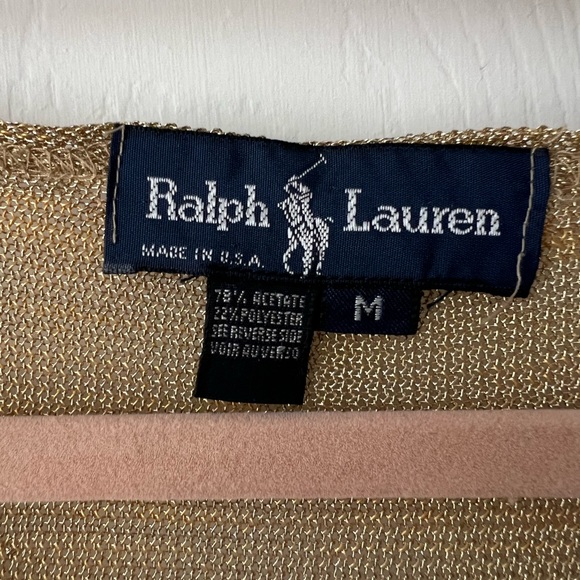 Ralph Lauren metallic Gold Shimmer Two Piece Top Shirt and Tank Top - Picture 6 of 6